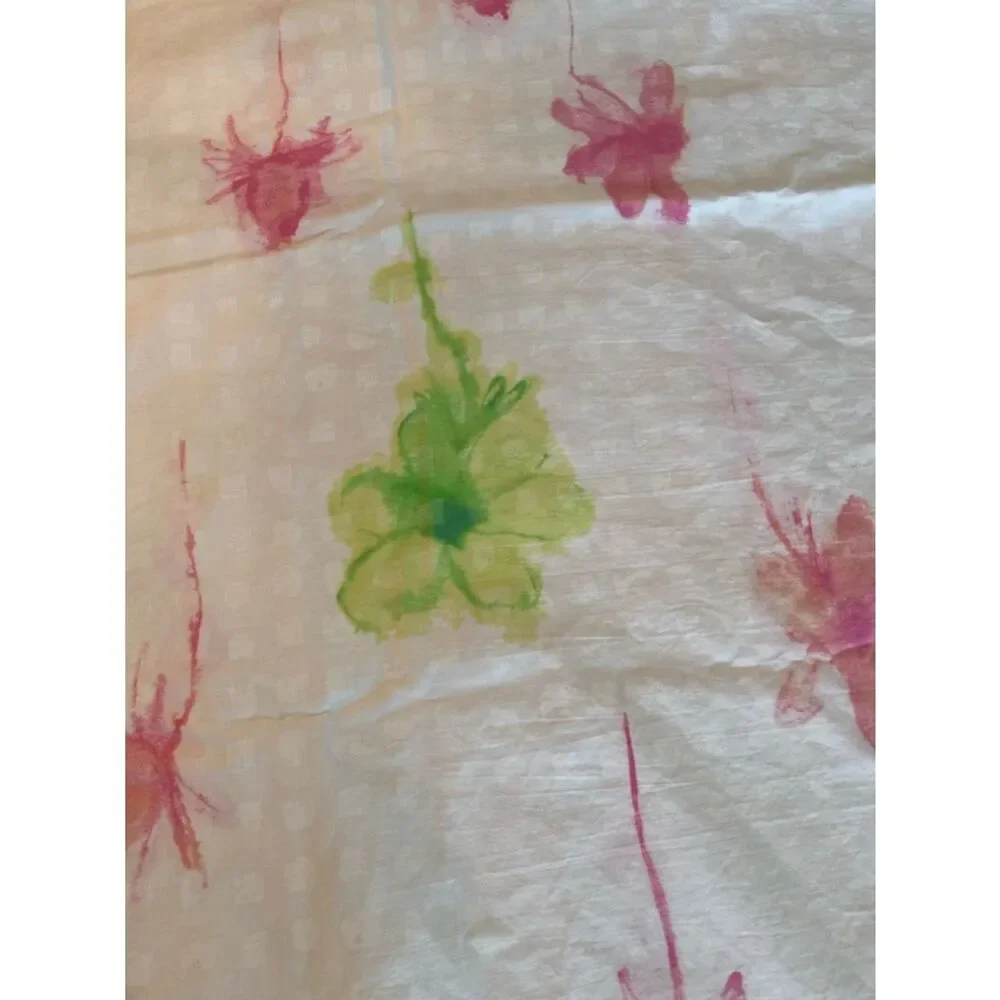 Floral Watercolor White Cotton Duvet - Pink & Green